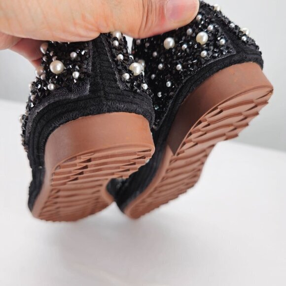 Black Sequined Pointed Toe Ballet Shoes - Picture 8 of 8